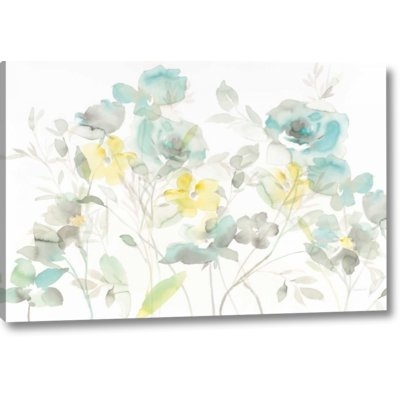 'Aqua Roses Shadows' Print on Wrapped Canvas - Image 0