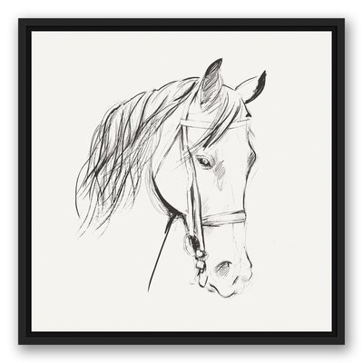 'Calm Horse Sketch' Framed Drawing Print on Canvas - Image 0