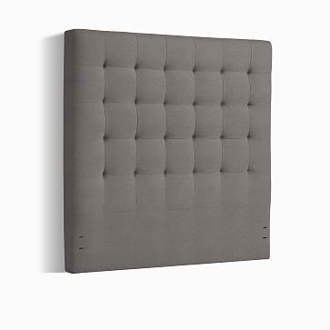 Tall Grid Tufted Headboard, King, Faux Suede, Charcoal - Image 2