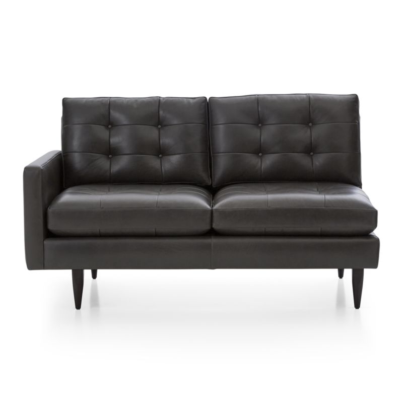 Petrie Leather Left Arm Midcentury Loveseat - Image 1