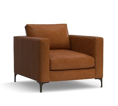 Jake Leather Armchair, Polyester Wrapped Cushions, Vintage Caramel - Image 0