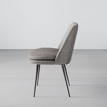 Finley Low-Back Upholstered Dining Chair, feather grey, tweed, gunmetal leg - Image 3