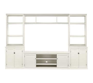 Logan 6-Piece Entertainment Center With Cabinets, Open Hutch, 110" Wide - Image 0