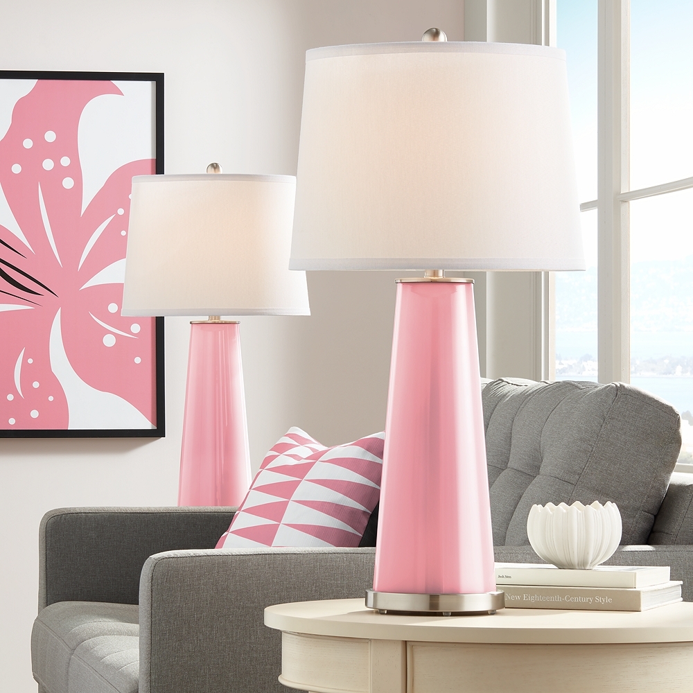 Color Plus Leo 29 1/2" Haute Pink Glass Table Lamps Set of 2 - Image 0