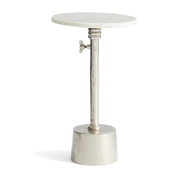 Melvin Round Marble Adjustable Accent Table, White - Image 0