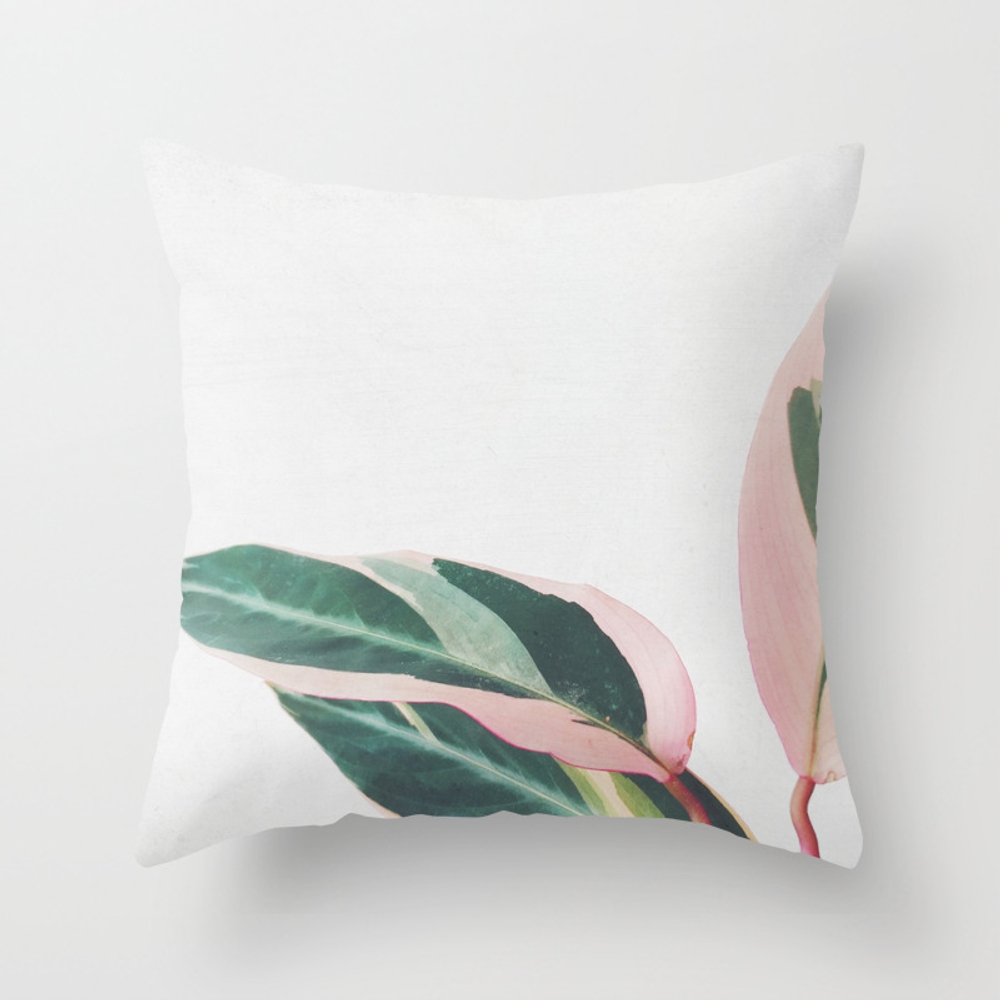 Pink Leaves II Throw Pillow - Outdoor Cover (20" x 20") with pillow insert by Cassiabeck - Image 0