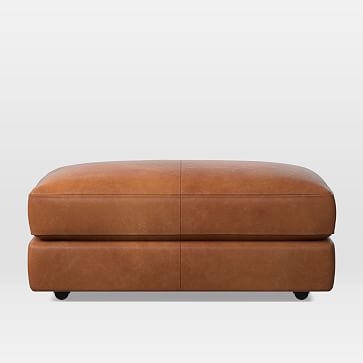 Haven Rolling Ottoman, Poly, Leather, Saddle - Image 0