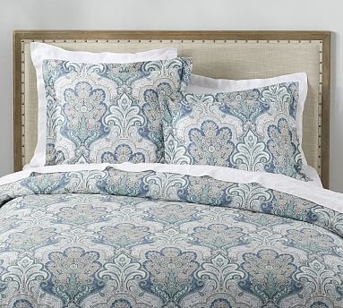 Jordana Paisley Percale Duvet Cover, Full/Queen, Blue - Image 0