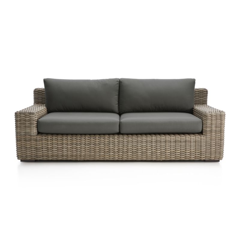 Abaco Resin Wicker Outdoor Sofa with Graphite Sunbrella ® Cushions - Image 0