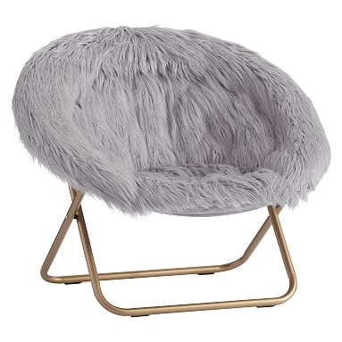 Gray Himalayan Faux-Fur Hang-A-Round Chair - Image 0