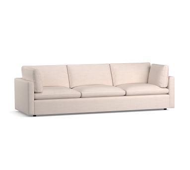Bolinas Upholstered Grand Sofa 112", Down Blend Wrapped Cushions, Sunbrella(R) Performance Boss Herringbone Ecru - Image 4