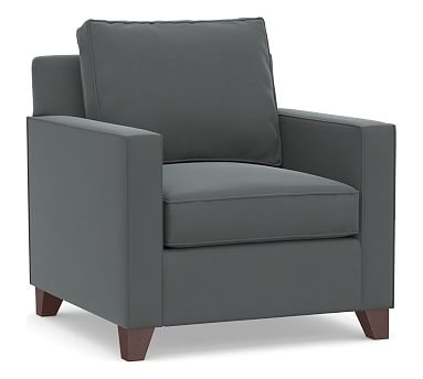 Cameron Square Arm Upholstered Armchair, Polyester Wrapped Cushions, Performance Plush Velvet Slate - Image 2