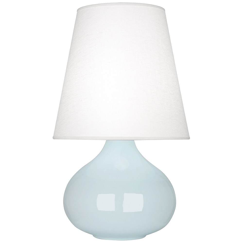 Robert Abbey June Baby Blue Table Lamp w/ Oyster Linen Shade - Style # 58A04 - Image 0