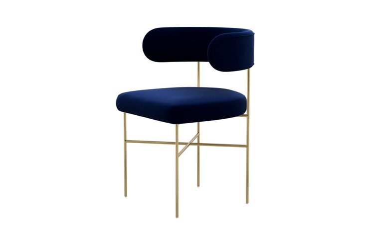 Audrey Dining Chair with Oxford Blue Fabric and Matte Brass legs - Image 4