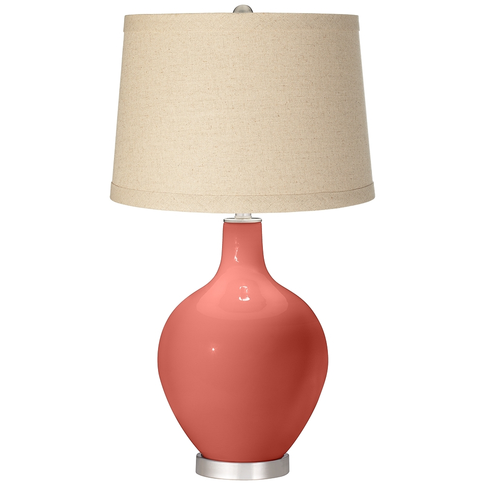 Coral Reef Oatmeal Linen Shade Ovo Table Lamp - Style # 9K772 - Image 0