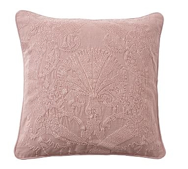 Halima Embroidered Pillow, 20", Dark Blush - Image 0