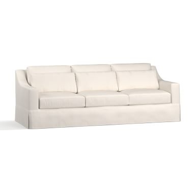 York Slope Arm Slipcovered Deep Seat Sofa 81" 3-Seater, Down Blend Wrapped Cushions, Textured Twill Light Gray - Image 2
