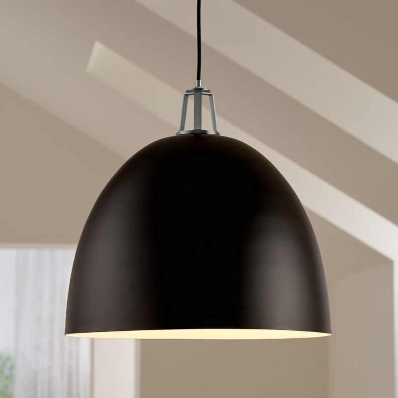 Maddox Black Dome Pendant Small with Nickel Socket - Image 4