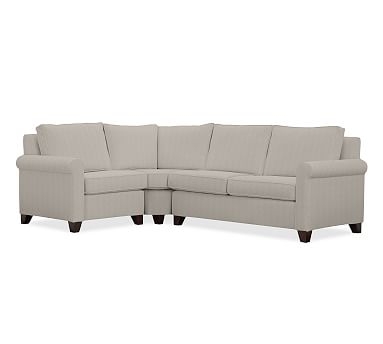 Cameron Roll Arm Upholstered Right Arm 3-Piece Wedge Sectional, Polyester Wrapped Cushions, Performance Slub Cotton Silver Taupe - Image 2