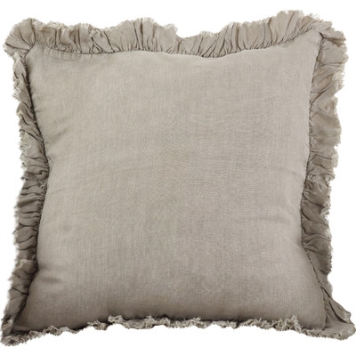 Leona Ruffled Linen Throw Pillow - Image 0