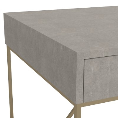 Faux Shagreen Desk, Grey, Brass - Image 4