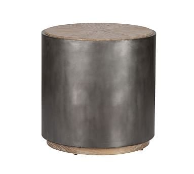 Brockton Metal Wrapped Reclaimed Wood End Table, Antiqued Black - Image 0