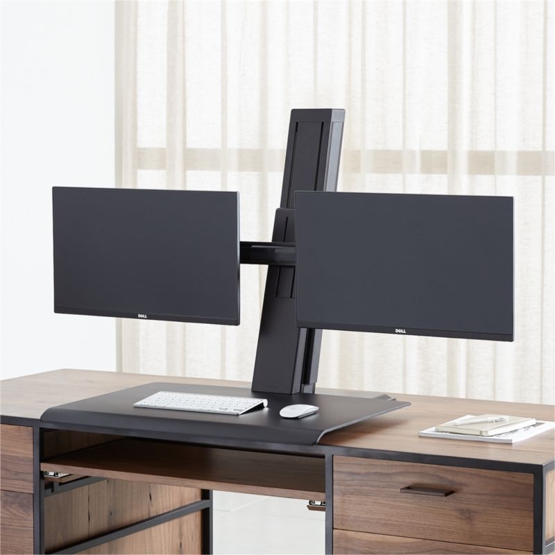 Humanscale ® Black Dual Monitor Quickstand Eco Standing Desk Converter - Image 1