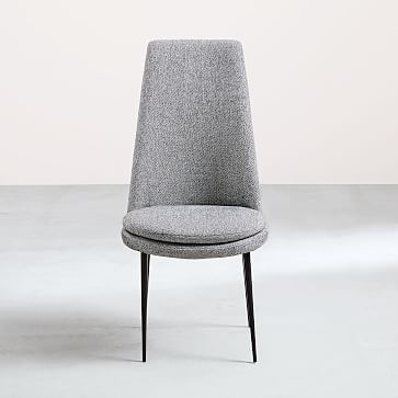 Finley High-Back Upholstered Dining Chair, Twill, Granite, Gun Metal - Image 2