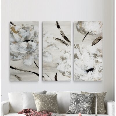 A Premium 'Misty Morning Blooms' Painting Multi-Piece Image on Canvas - Image 0