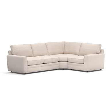 Pearce Square Arm Upholstered Left Arm 3-Piece Wedge Sectional, Down Blend Wrapped Cushions, Performance Brushed Basketweave Oatmeal - Image 3