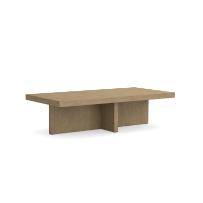 Oak Plank Rectangular Coffee Table, 63", Weathered Oak, Brown - Image 3