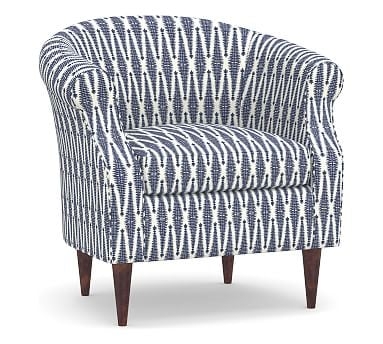 SoMa Lyndon Upholstered Armchair, Polyester Wrapped Cushions, Shalimar Jacquard Blue - Image 2