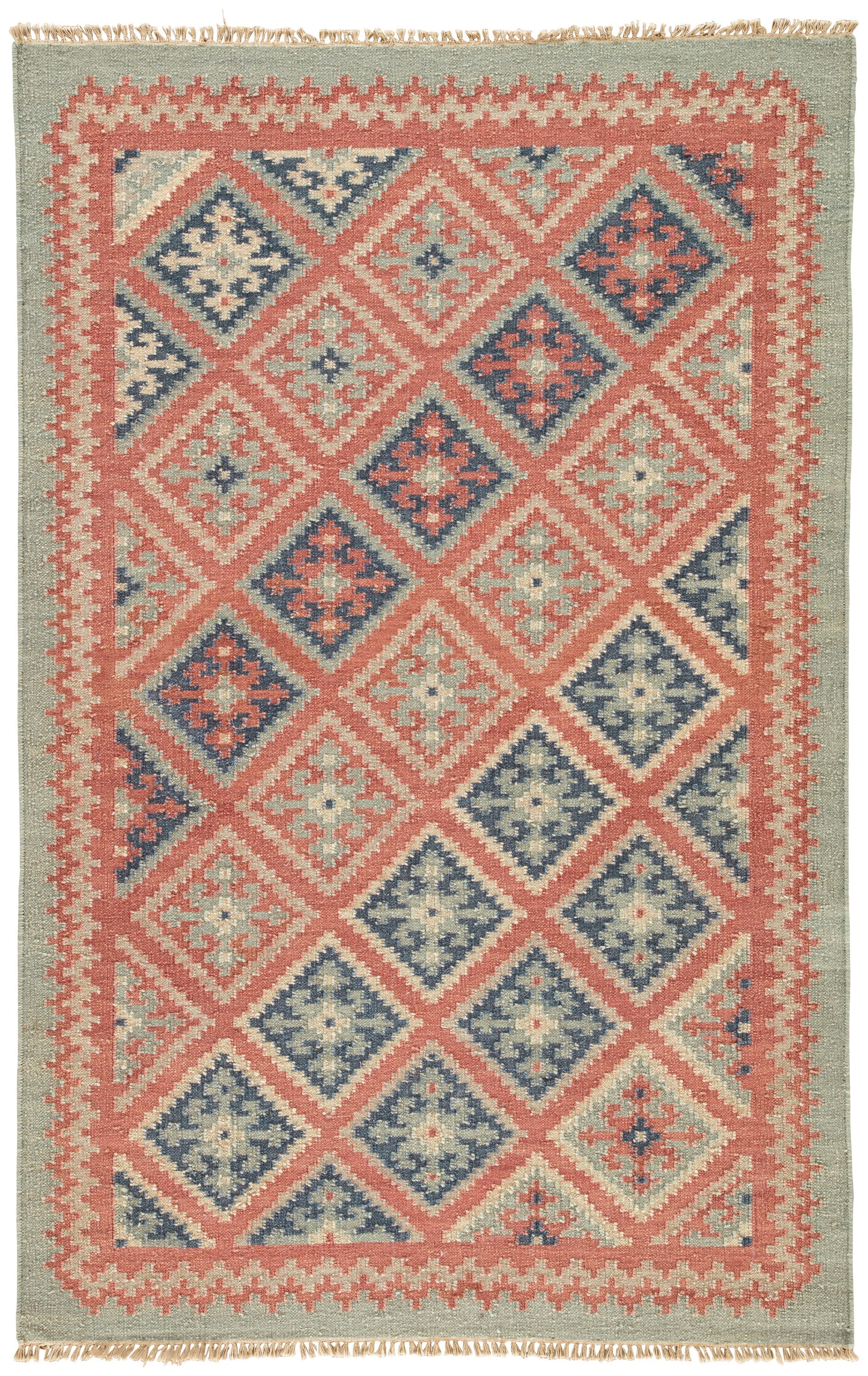 Ottoman Handmade Geometric Red/ Blue Area Rug (4' X 6') - Image 0