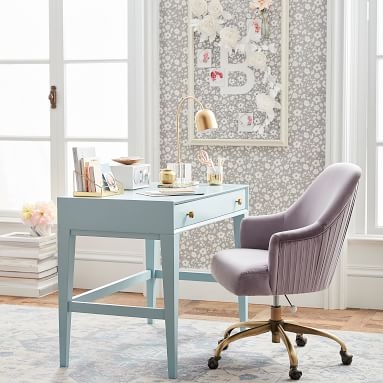 Pleated Desk Chair, Everyday Velvet Rose - Image 2