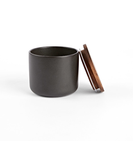 Black Medium Canister with Wood Lid - Image 5