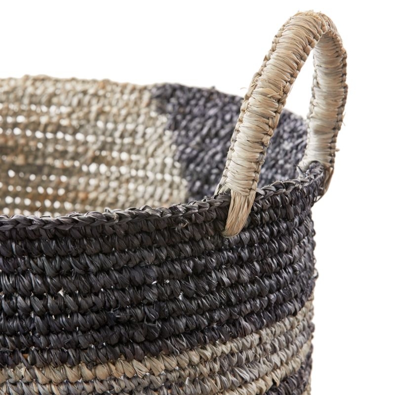 Jaylin Blue Grey Round Sisal Basket - Image 1