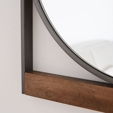 Industrial Metal Wood Round Wall Mirror - Image 3