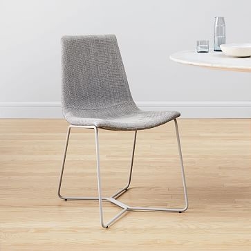 Slope Dining Chair, Charcoal Leg, Basket Slub, Feather Gray, Charcoal - Image 3