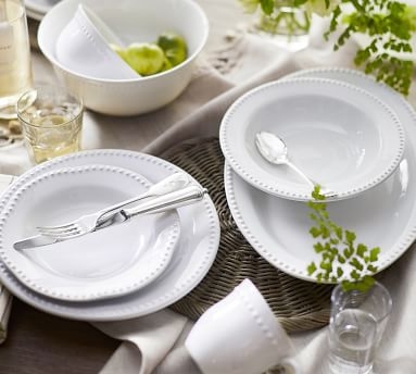 Emma Beaded Stoneware Salad Plates, Set of 4 - True White - Image 3