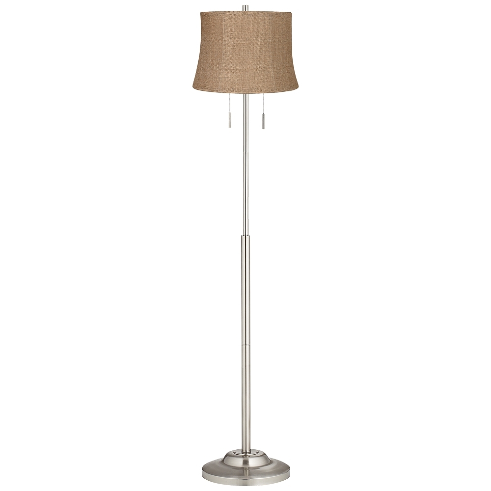 360 Lighting Abba 66" Natural Burlap Twin Pull Chain Floor Lamp - Image 0