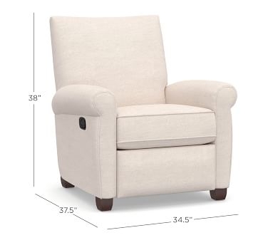 Grayson Roll Arm Upholstered Recliner, Polyester Wrapped Cushions, Performance Heathered Tweed Pebble - Image 3