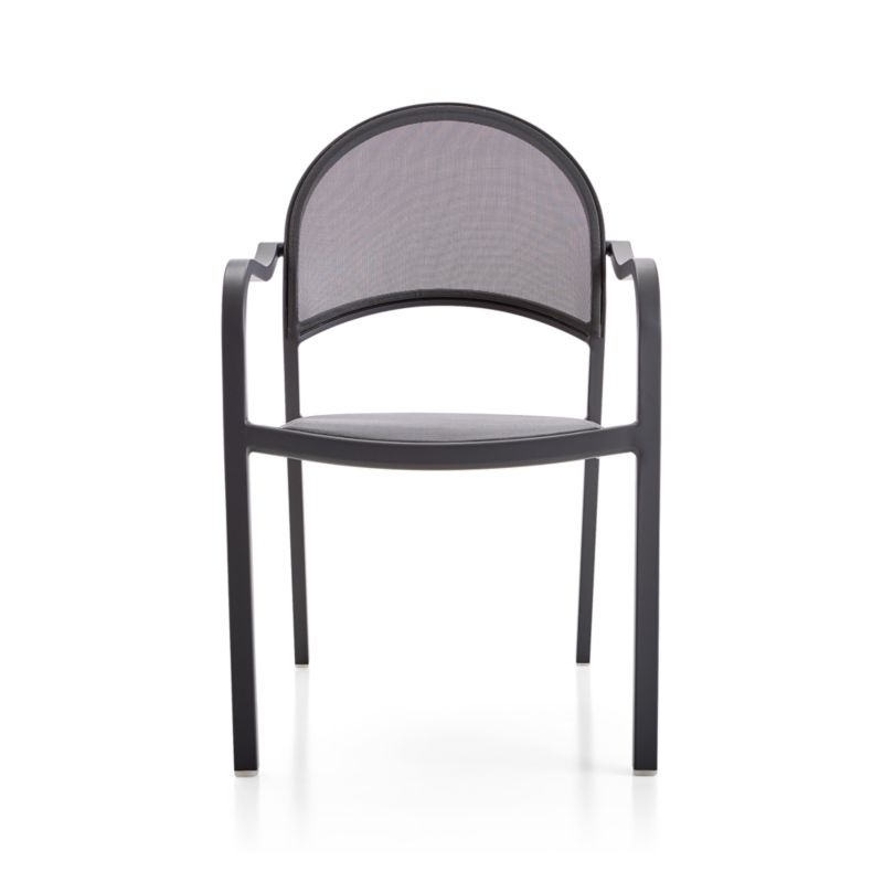Lanai Charcoal Mesh Stackable Outdoor Dining Chair with Arms - Image 4
