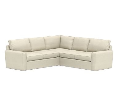 Pearce Square Arm Slipcovered 2-Piece L-Shaped Sectional, Down Blend Wrapped Cushions, Basketweave Slub Oatmeal - Image 0