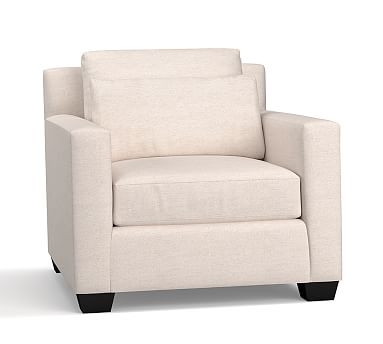 York Square Arm Upholstered Deep Seat Armchair, Down Blend Wrapped Cushions, Performance Heathered Tweed Pebble - Image 1