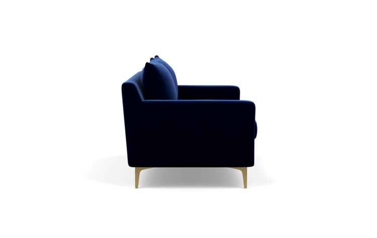 Sloan Sofa with Oxford Blue Fabric and Brass Plated legs - Image 2