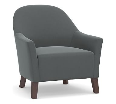 SoMa Scoop Upholstered Armchair, Polyester Wrapped Cushions, Performance Plush Velvet Slate - Image 0