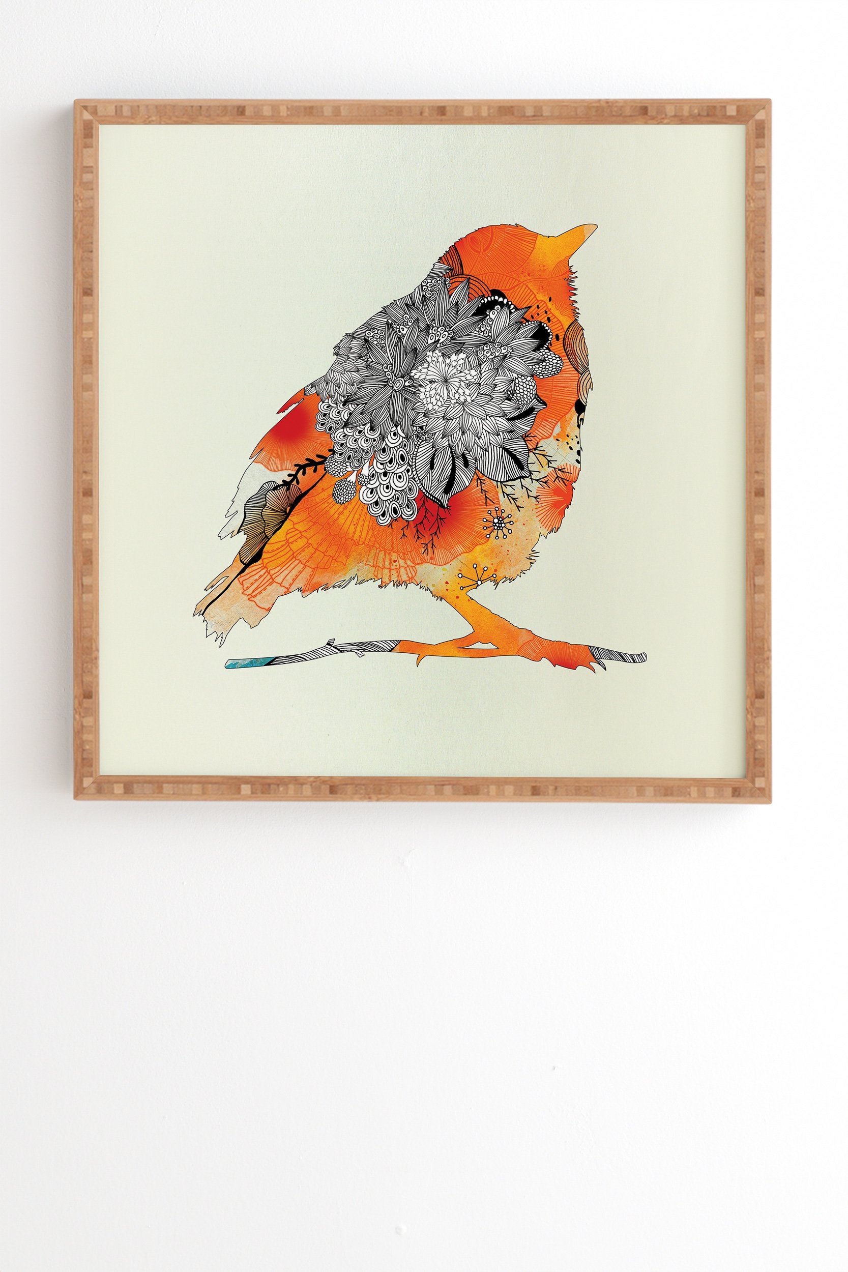 Iveta Abolina Orange Bird Framed Wall Art - 12" x 12" - Image 1