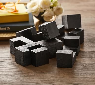 Theodore Puzzle Block Game, Charcoal Wood - Image 1