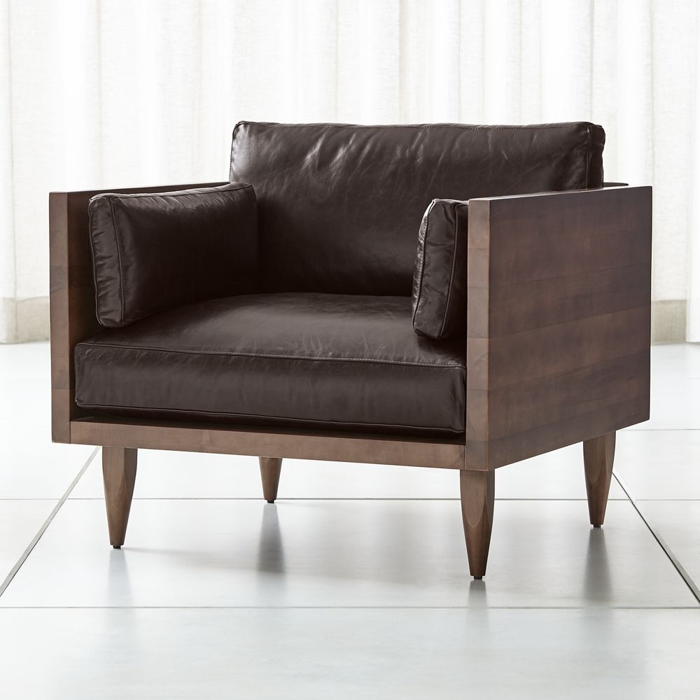 Sherwood Leather Exposed Wood Frame Chair - Image 0