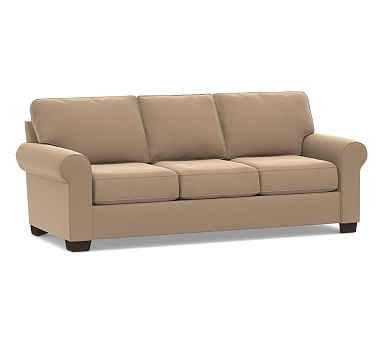 Buchanan Roll Arm Upholstered Grand Sofa 93.5", Polyester Wrapped Cushions, Performance Plush Velvet Camel - Image 0